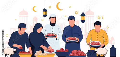 Muslims Breaking Fast Together.