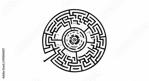 Intricate circular maze symbolizing complex challenges and the search for solutions.
