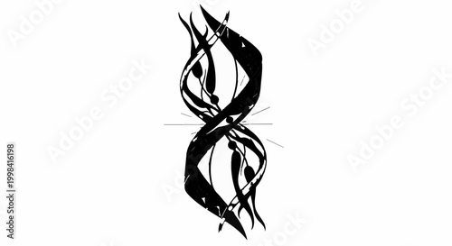 Abstract swirling dark organic form on a white background symbolizing DNA or life's intricate patterns.