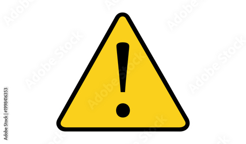 Warning Danger Symbol yellow Triangle Vector Icon with Black Border