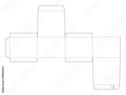 Reverse Tuck Box Template Dieline 100x100x75 mm