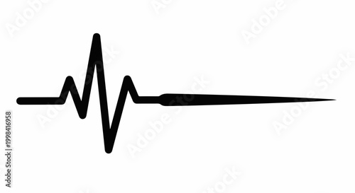 Simple black heartbeat line on a white background, representing life and health.