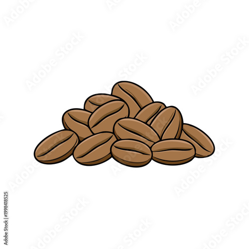 Pile of roasted coffee beans illustration isolated on white background
