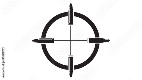 Knife weapon target icon with four point crosshair and circular shield for premium tactical combat branding featuring military gear, defense, logo