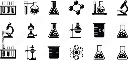 Science and chemistry icons set a collection of laboratory equipment illustrations
