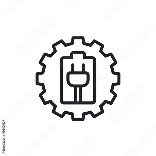 battery management icon, line pictogram on white
