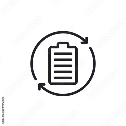 battery swap icon, replace power source line pictogram