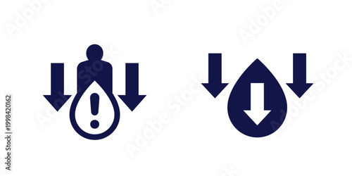 dehydration, low body water icons on white