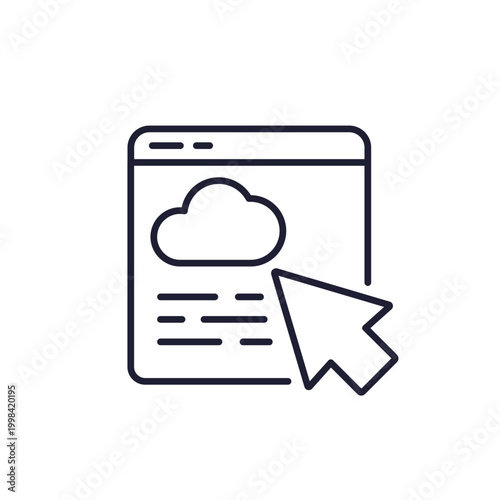 cloud and cursor line icon, click to connect