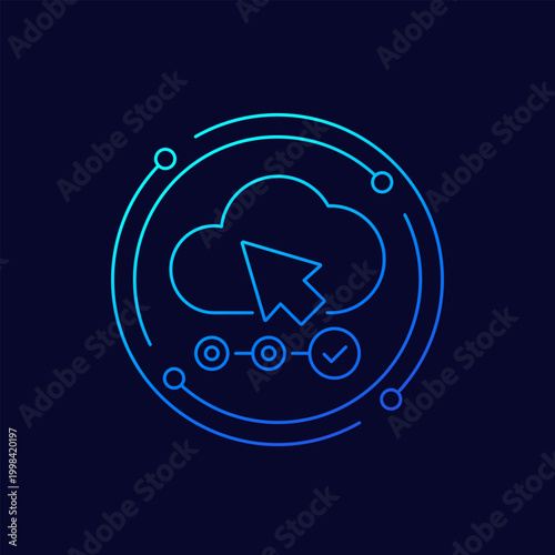 cloud and cursor icon, click to connect, linear design