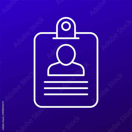 ID card, name tag icon, vector line design