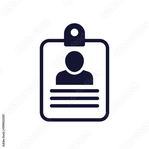 ID card icon, name tag or badge pictogram on white
