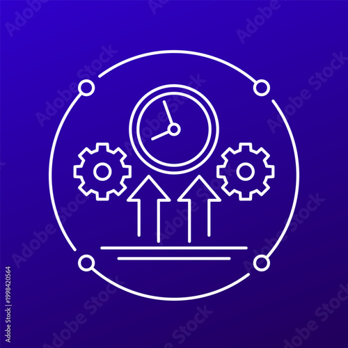 overtime work icon with gears, line design