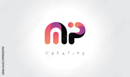Fotografie MP Modern Gradient Abstract Logo – Creative Rounded Lettermark Branding Design