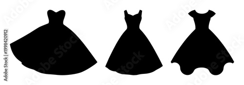 Dress set with black silhouette on white background featuring silhouette, black and white, dress with fashion and clothing
