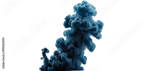 Dynamic Blue Smoke Explosion Border Isolated On Transparent Background With Soft Floating Cloud Texture Perfect For Modern Creative Design And Artistic Projects


