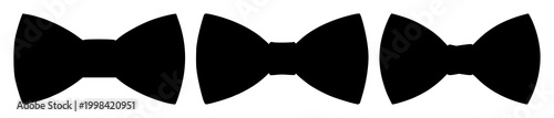 Bow tie set with bold black silhouette on clean white background featuring fashion, accessory, formal with monochrome and silhouette