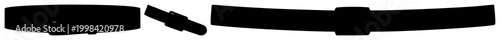 Belt set with black silhouette on white background featuring apparel accessory, waistwear, fashion with simple line art and vector style