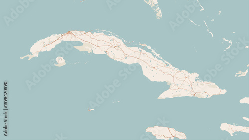 Modern minimalist vector map of Cuba. High-quality SVG illustration of the island's coastline, Havana, and geographic layout for travel posters, infographics, and web design.
