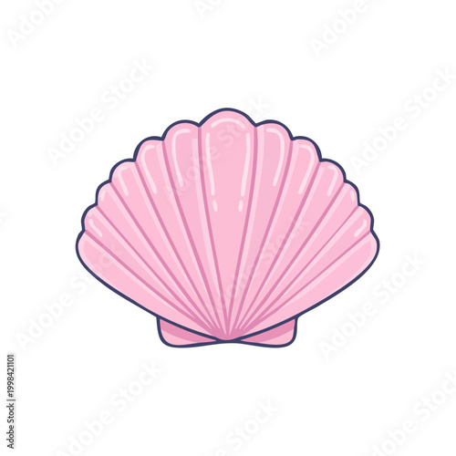 Pink Scallop Shell Illustration for Marine Life and Summer Designs