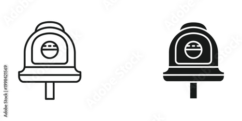 Comparison of a white and black parking meter with smiling faces