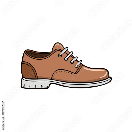 Classic Brown Oxford Shoe with White Laces and Perforated Design
