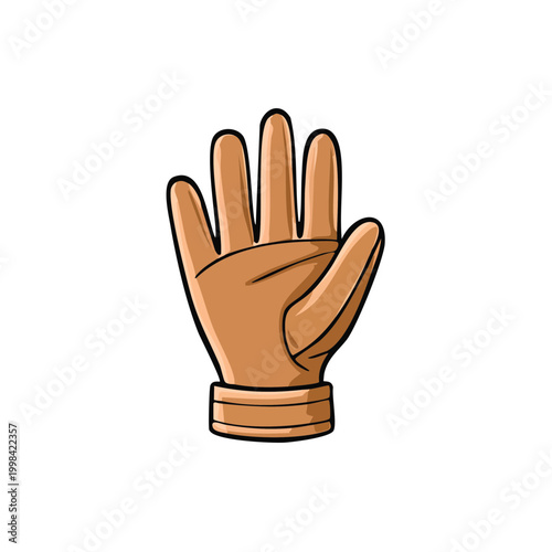 Stylized cartoon hand gesturing with open palm and four raised fingers, isolated on white background