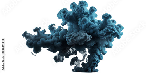 High Quality Blue Smoke Explosion Border Isolated On Transparent Background With Soft Flowing Cloud Texture Perfect For Creative Design And Visual Effects Use