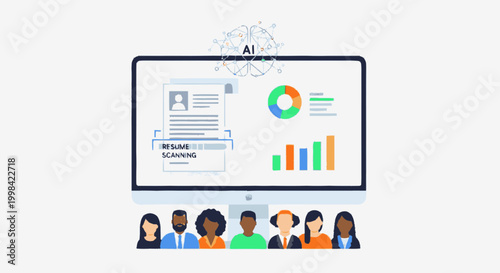 AI software scanning resumes for diverse job candidate recruitment