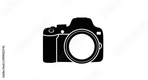Black and White Camera Icon with Minimalist Design