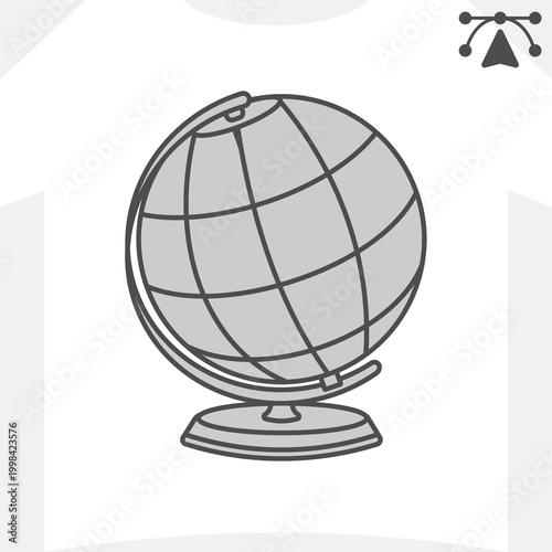 Planet globe isometric icon, education concept. Vector graphics. Earth, planet sign and editable stroke, outline style icon for mobile or web design.