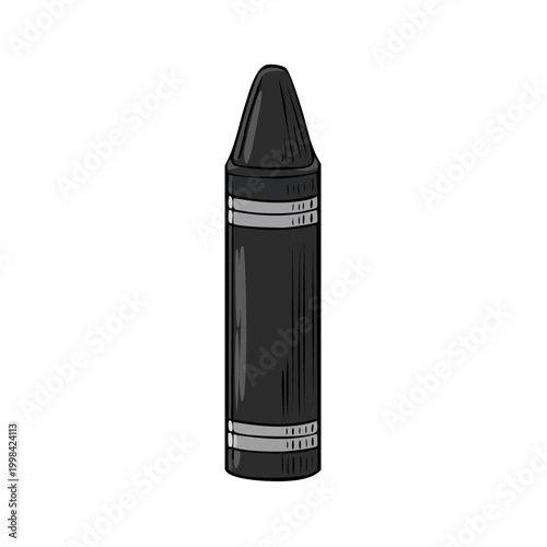 Black Crayon Illustration with Silver Bands