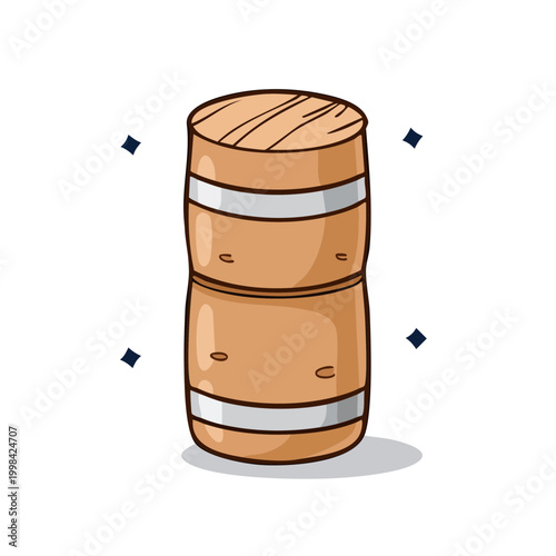 Two stacked wooden barrels with metal bands and a simple illustrative style, representing storage and tradition.