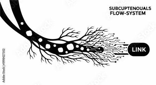 Organic root system transforming into digital circuits, symbolizing connection and data flow.