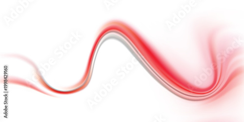 Red shiny sparks of spiral wave. A curved bright line of speed is spinning. Shiny wavy path. Rotating dynamic neon circle. Magic red swirl with highlights. Glowing swirl bokeh effect. vector