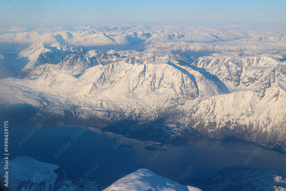 Fototapeta premium Scenic view of Tromsø mountains and fjord in Northern Norway