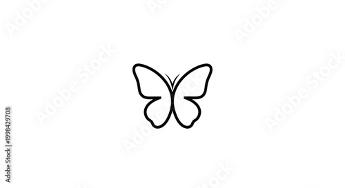 Minimalist Butterfly Icon Outline Vector Art