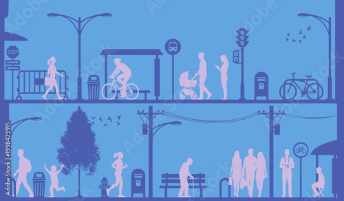 City person in 2D vector illustration.