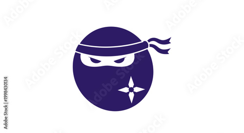 Bild auf Leinwand Minimalist purple ninja mascot icon with shuriken star