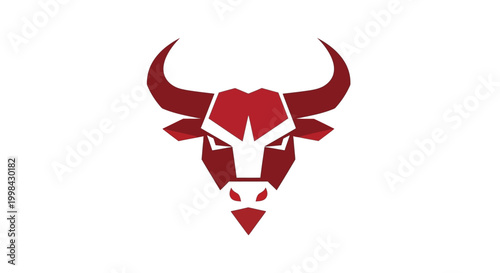 Foto Minimalist red bull head logo for sports or branding