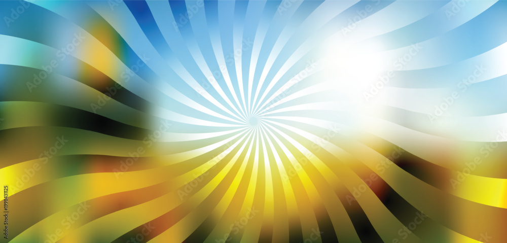 Fototapeta premium Sky blue and yellow swirl abstract background with abstract