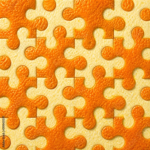Orange peel puzzle pieces pattern, creative citrus fruit texture background