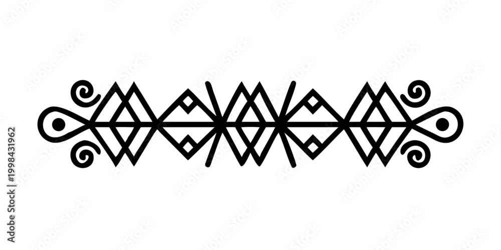 Fototapeta premium Ornate Tribal Geometric Divider Illustration - Elegant Ornament Border Decoration