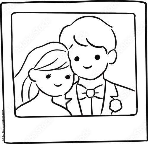 Cute Wedding Couple Photo Frame Illustration