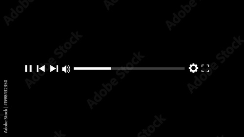 Media player template scroll bar button with audio reactor, Music time line or video track player, Time line bar moving as song media 4k Animation video on Black Background