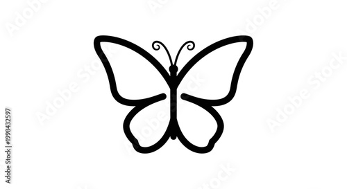 Bild auf Leinwand Minimalist Butterfly Outline Icon on White Background
