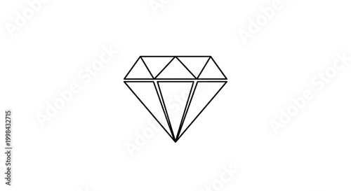 Cuadro en lienzo Minimalist Diamond Icon, Simple Gem Outline, Isolated on White Background