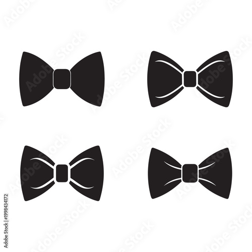 Black bow tie icons in different styles for fashion and formal events  various designs