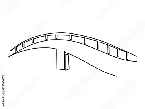 Continuous one line drawing design of Giant bridge over river. 