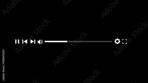 Media player template scroll bar button with audio reactor, Music time line or video track player, Time line bar moving as song media 4k Animation video on Black Background